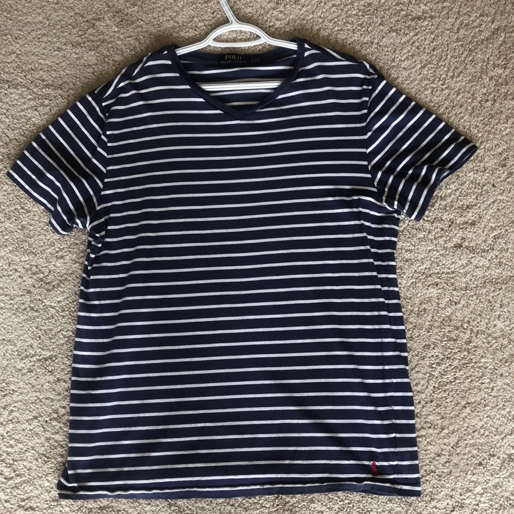 Men’s Navy and White striped shirt